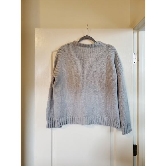 Wooden Ships Paola Buendia Gray Leopard Star Wool Blend Sweater, Small / Medium - Picture 7 of 10